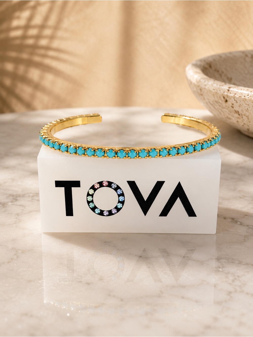 TOVA RAE Gold Cuff Bracelet with 
Turquoise Stones